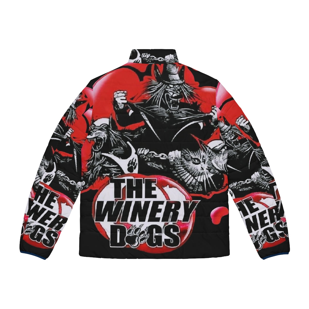 The Winery Dogs Band Puffer Jacket with Classic T-Shirt Design - Back