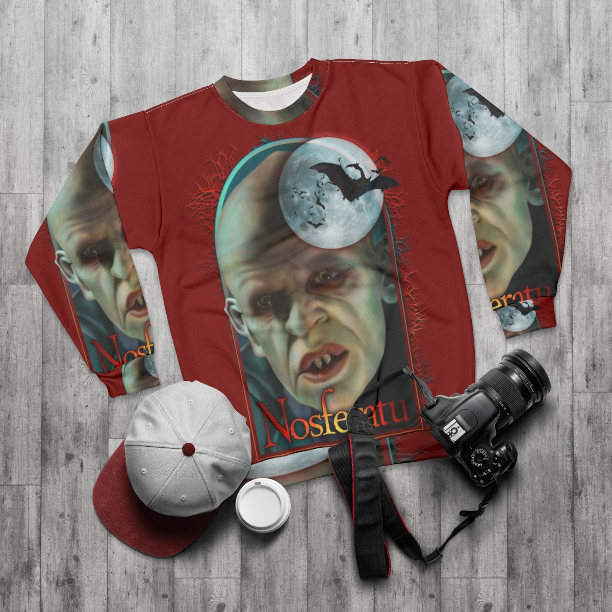 Nosferatu classic horror sweatshirt - flat lay