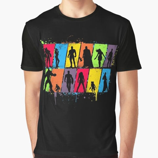 Colorful superhero silhouette graphic t-shirt with "Whatever It Takes" text