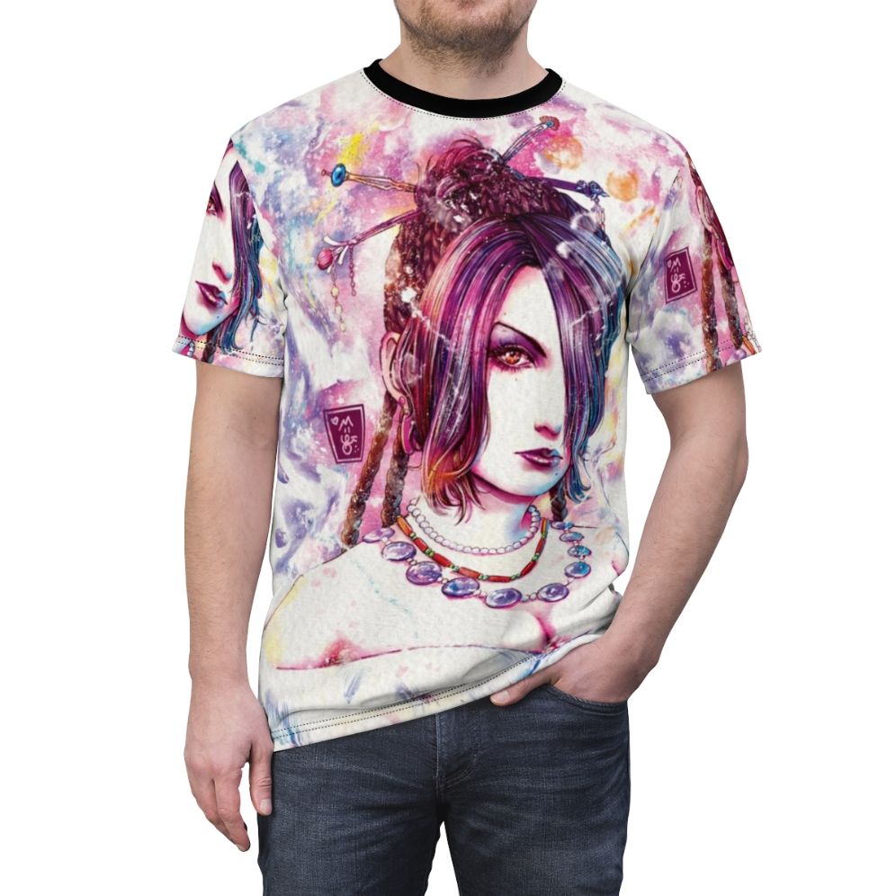 Anime inspired Final Fantasy X t-shirt with characters and logo - men front