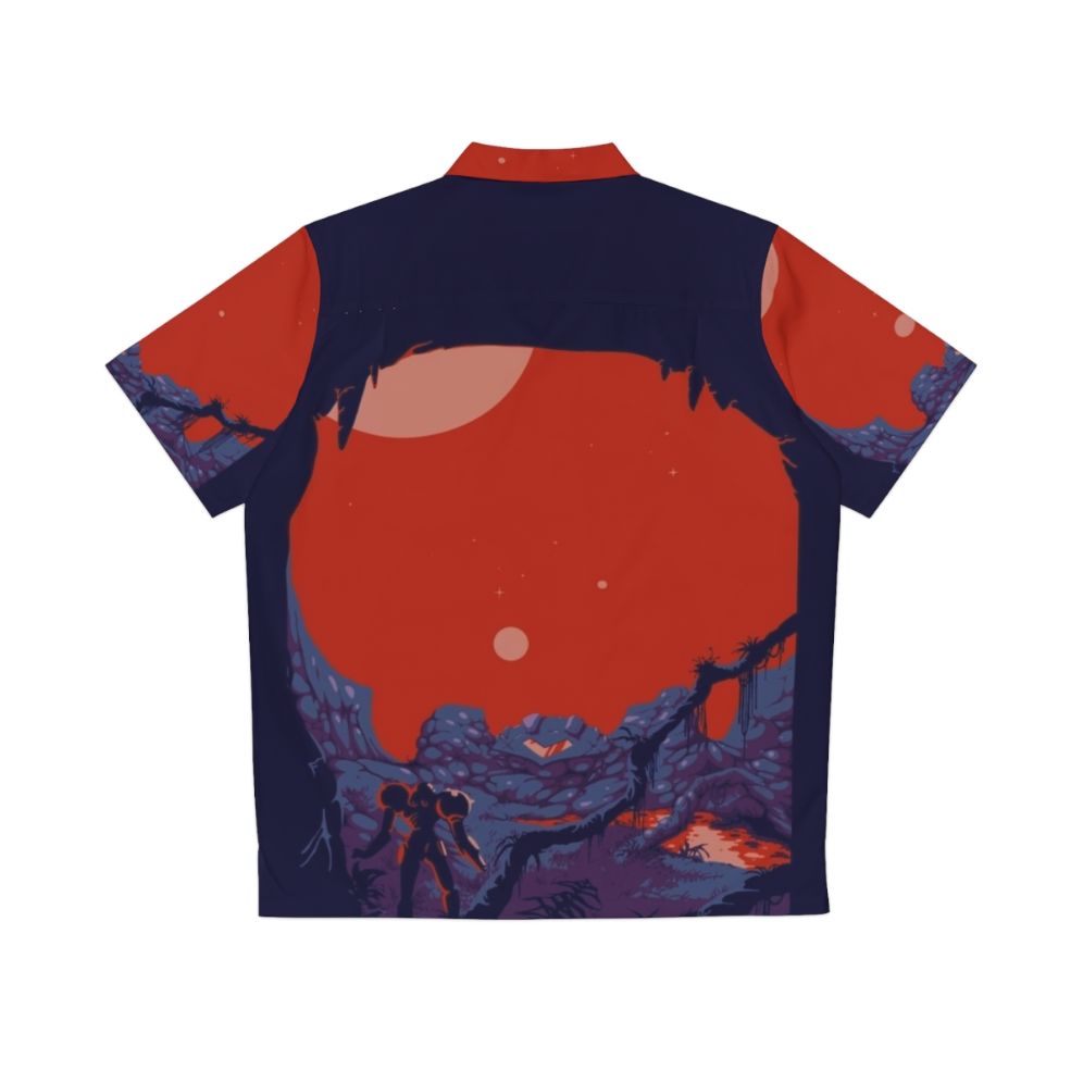 Vintage Hawaiian Shirt with Metroid Inspired Zebes Design - Back