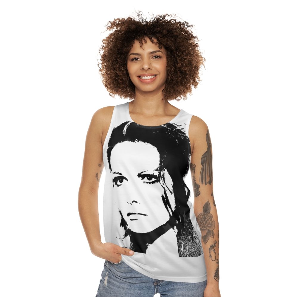 Unisex tank top featuring iconic Italian actress Claudia Cardinale - women