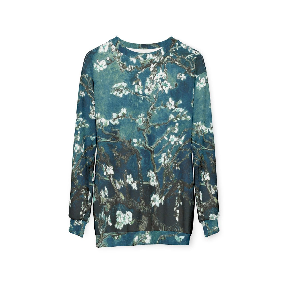 Teal Van Gogh Almond Blossoms Impressionist Floral Sweatshirt - hanging