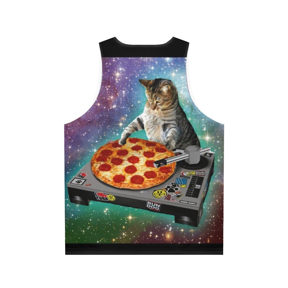 Dj Cat Pizza Unisex Funny Tank Top - Back