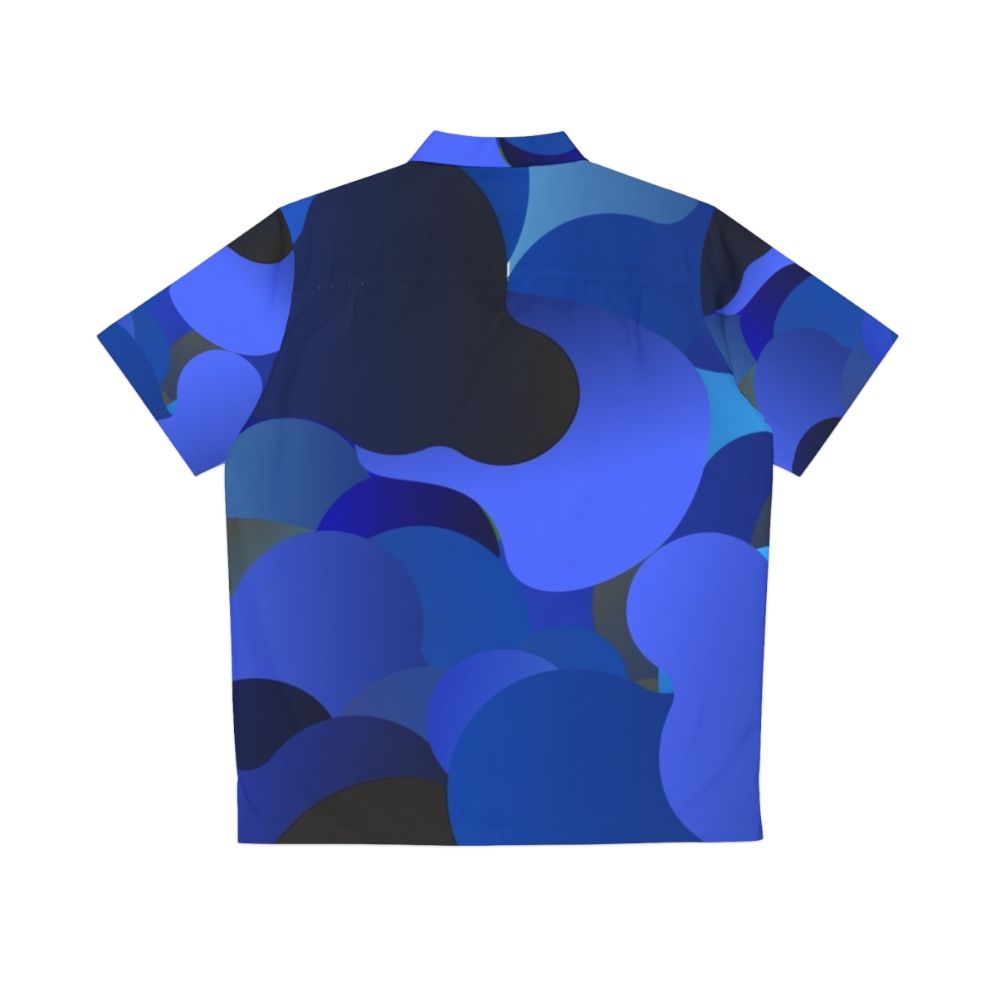 Blue camouflage Hawaiian shirt with tropical print pattern - Back