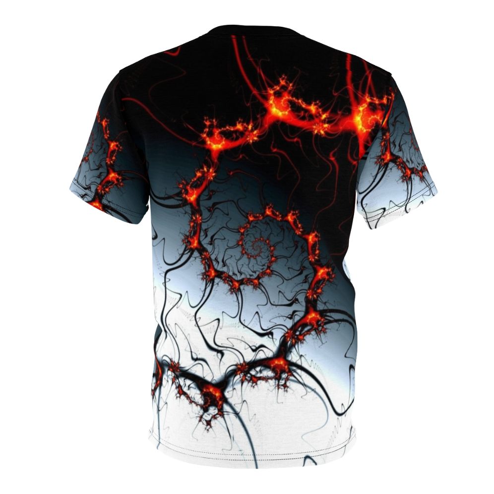 Mesmerizing abstract geometric digital t-shirt design with fiery fractal and spiral patterns - Back