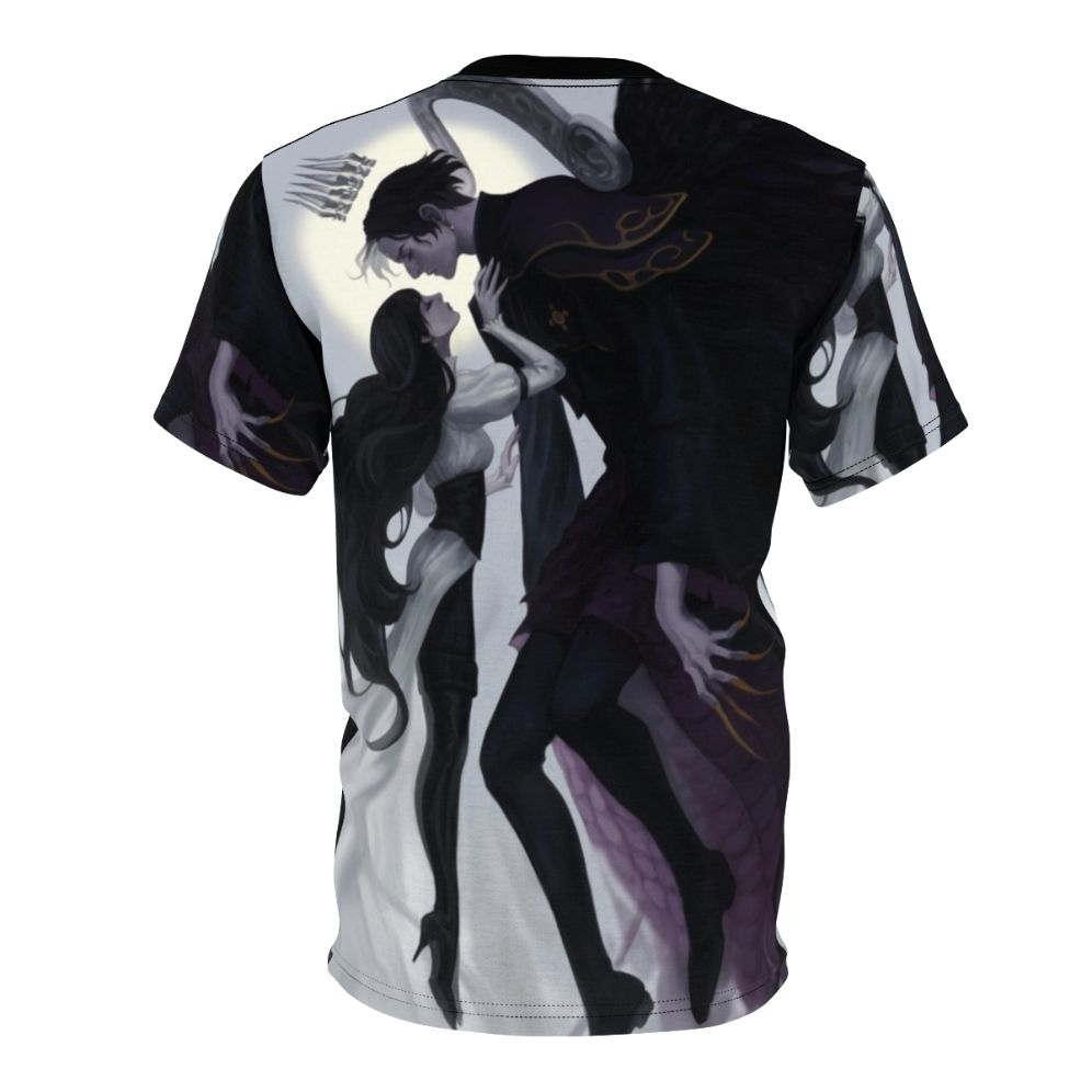 Intriguing Death and the Maiden inspired print on a high-quality t-shirt, perfect for Final Fantasy XIV fans. - Back