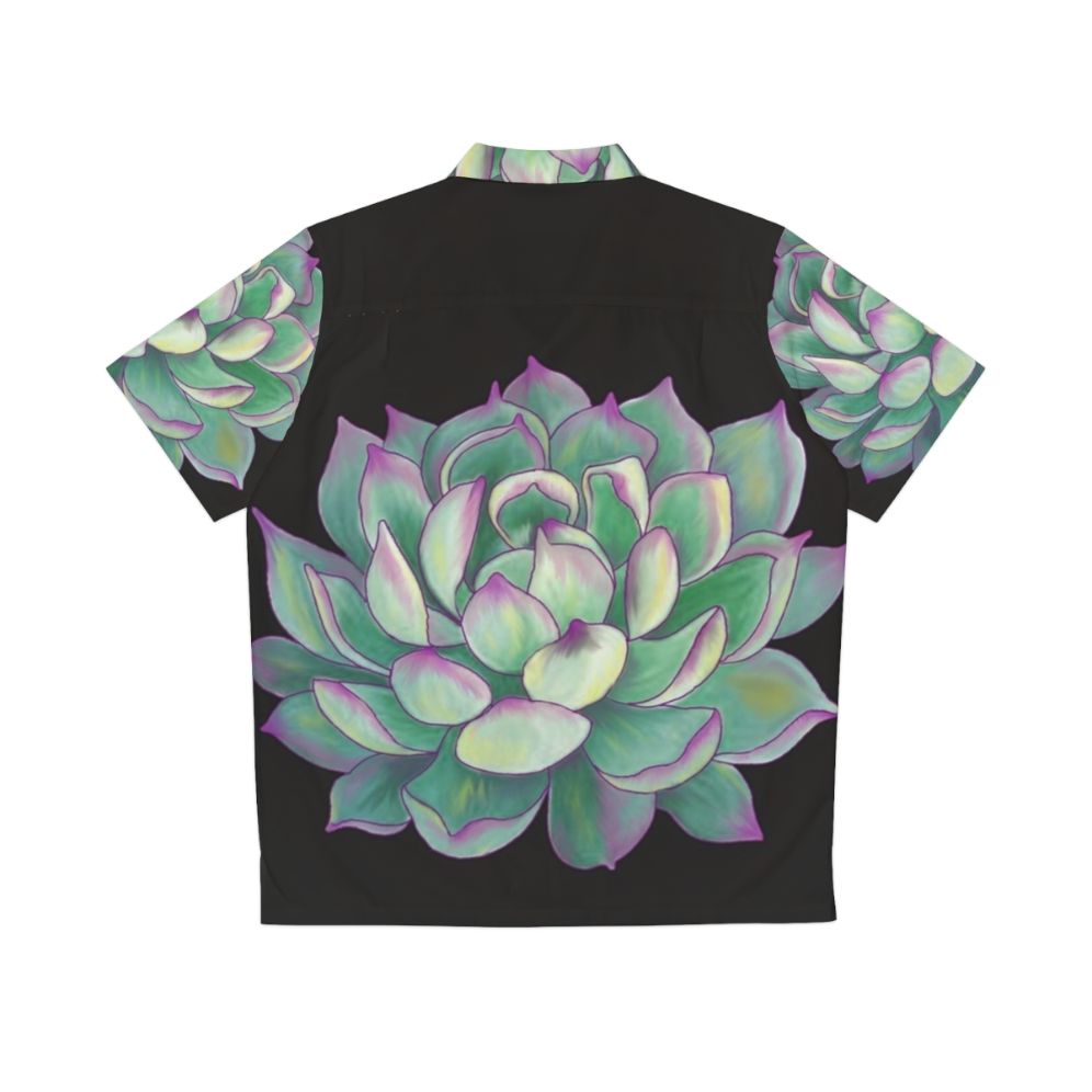 Succulent Plant Hawaiian Shirt with Tropical Botanical Print - Back