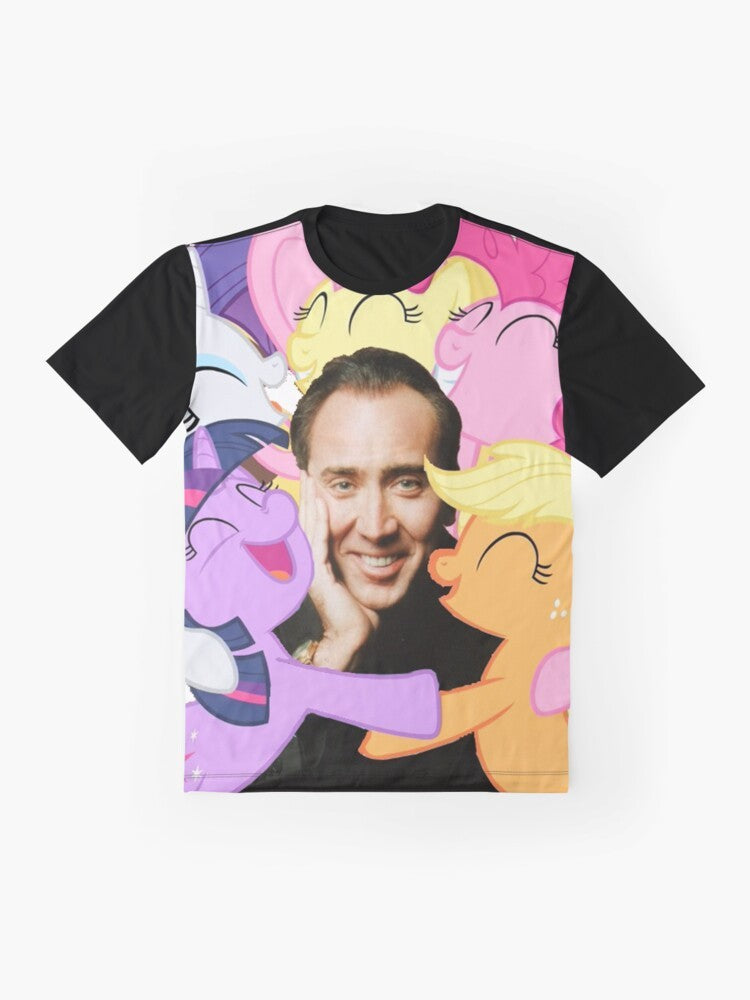 Nicolas Cage "My Little Pony" fanart graphic t-shirt - Flat lay