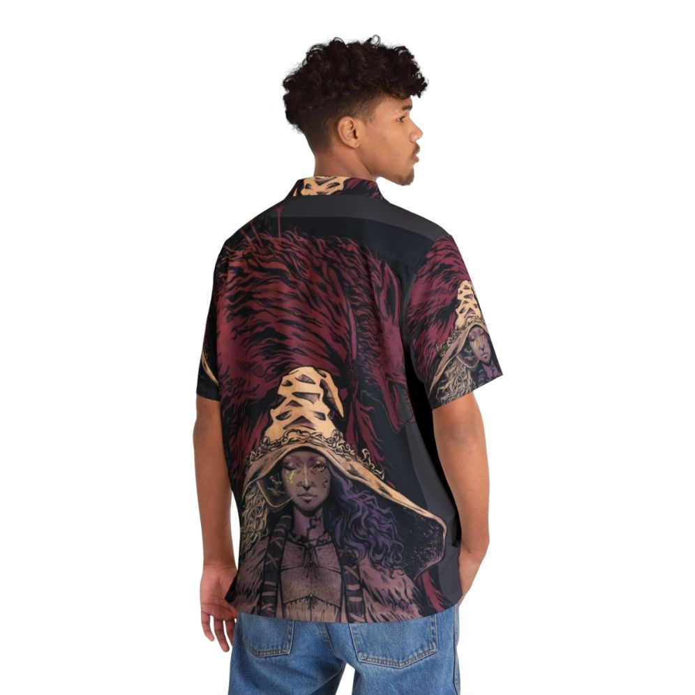 Elden Ring Ranni the Witch Blaidd Wolf Desaturated Hawaiian Shirt - People Back