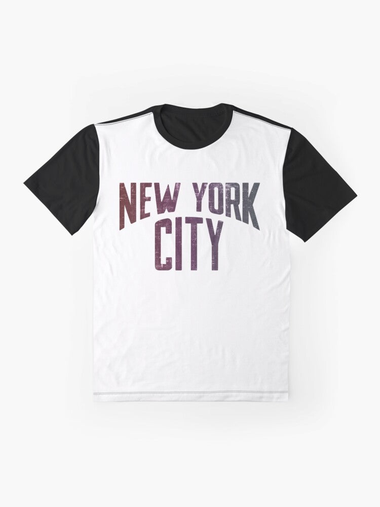 New York City Lennon Graphic T-Shirt featuring iconic images and references to John Lennon and the city - Flat lay