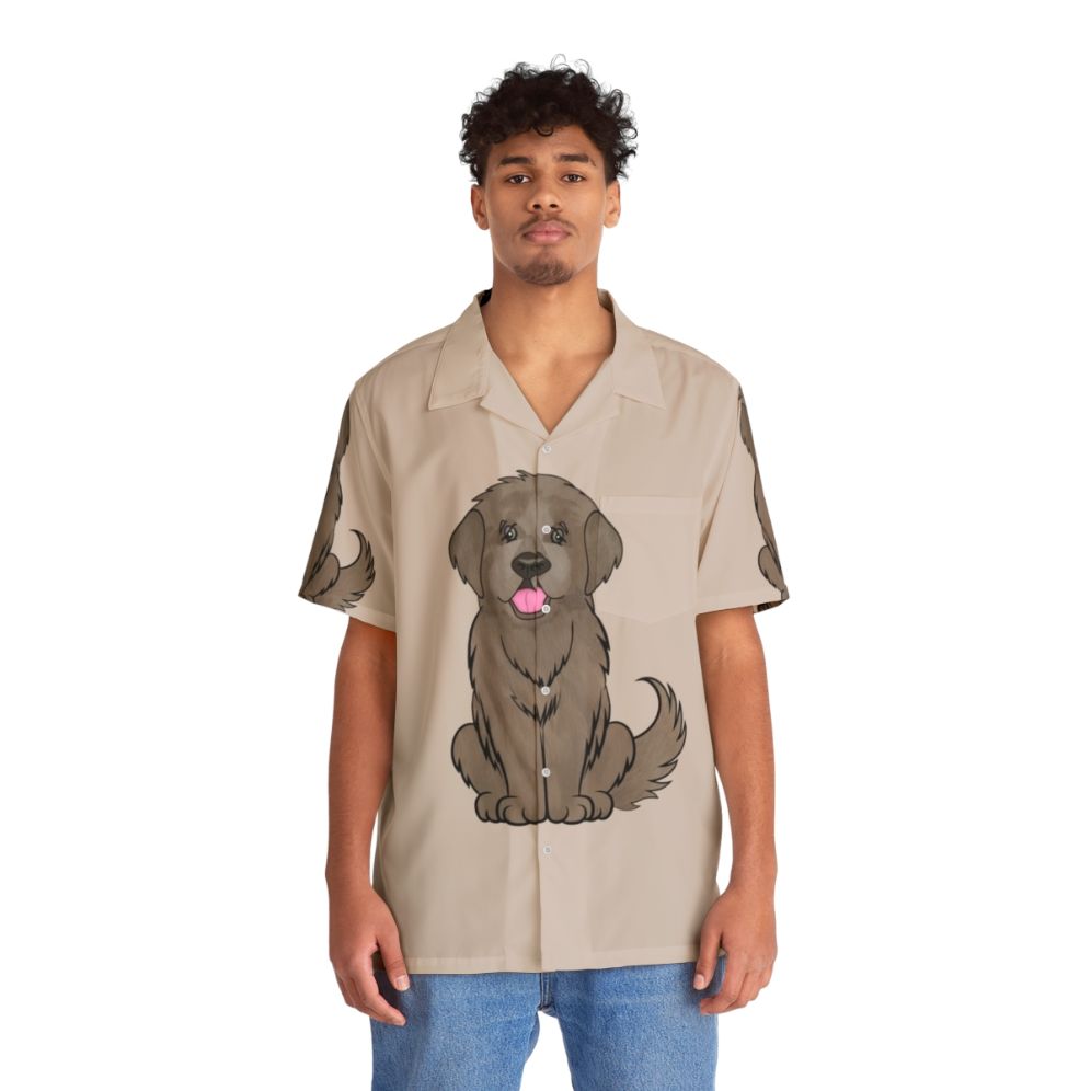 Beige Newfie Hawaiian Shirt - People Front