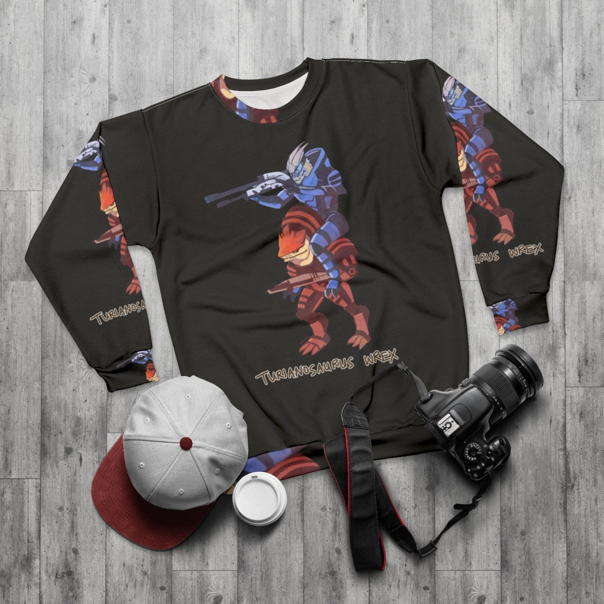 Turianosaurus Wrex Mass Effect Bioware Gaming Sweatshirt - flat lay