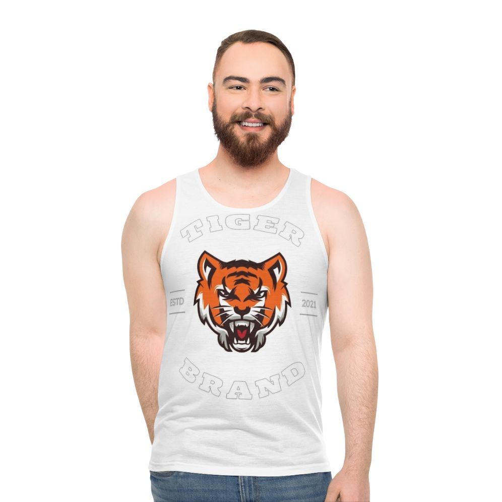 Colorful tiger print unisex tank top - men