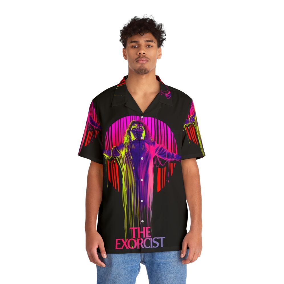 Retro Possessed Neon Hawaiian Shirt - The Exorcist - People Front