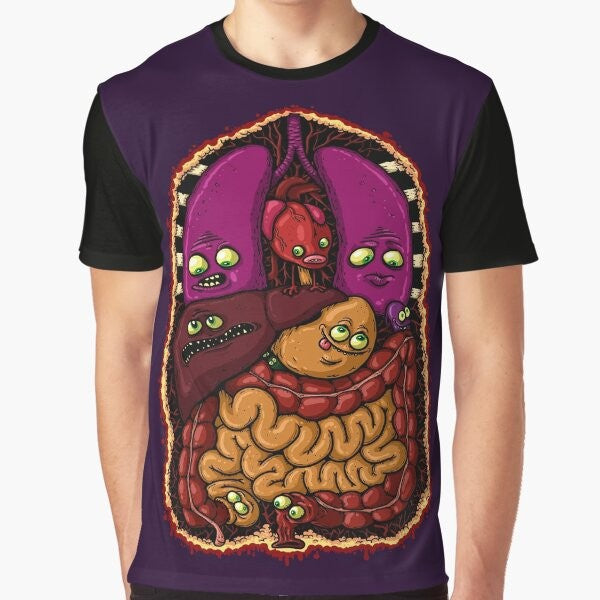 Organ Story Graphic T-Shirt featuring a design of human internal organs