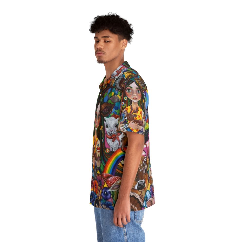 Eco-friendly Hawaiian shirt with nature and goddess design - People Left