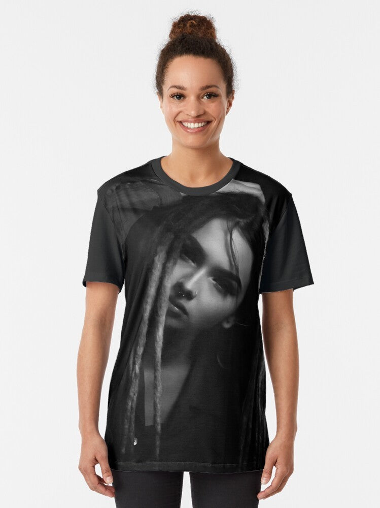 Zhavia Graphic T-Shirt - Music Lover's Tee featuring a portrait of singer Zhavia - Women