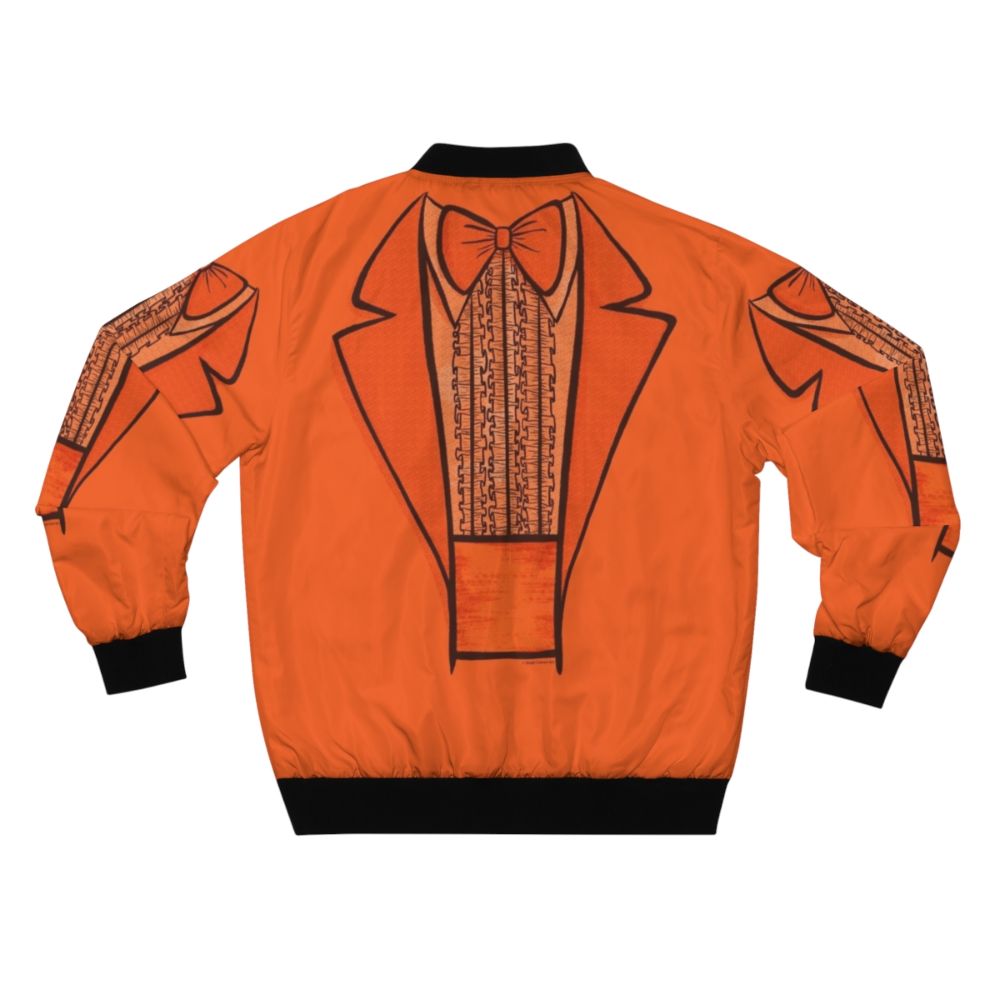 Retro Dumb and Dumber Funny Tuxedo Bomber Jacket with Lloyd and Harry Characters - Back