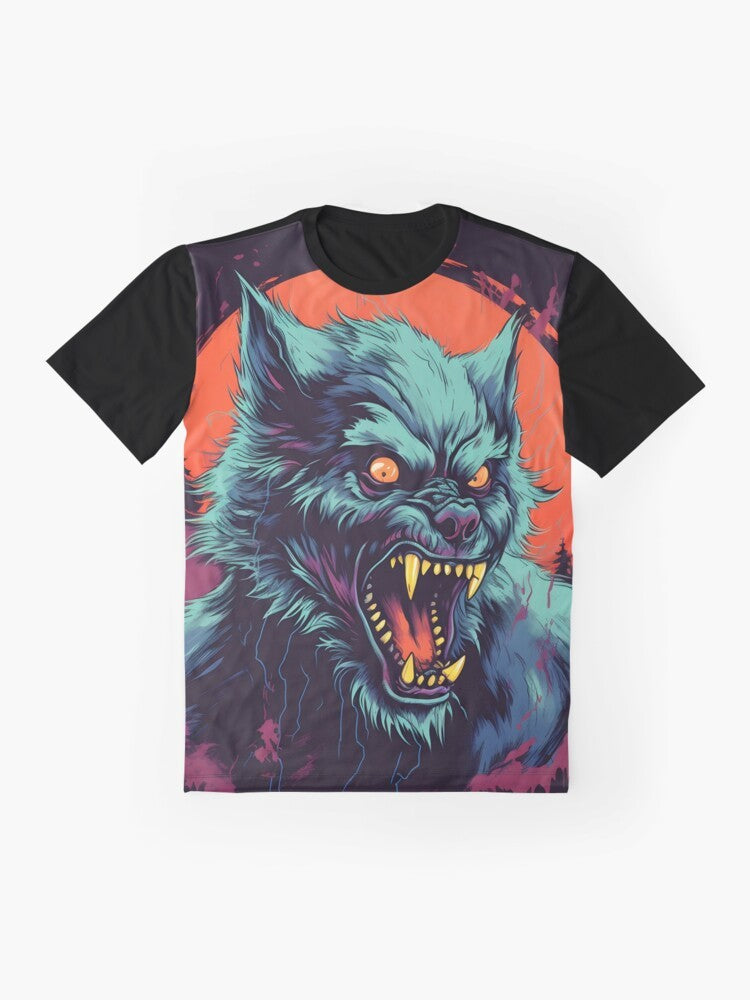 Frightening werewolf graphic on a t-shirt for Halloween - Flat lay