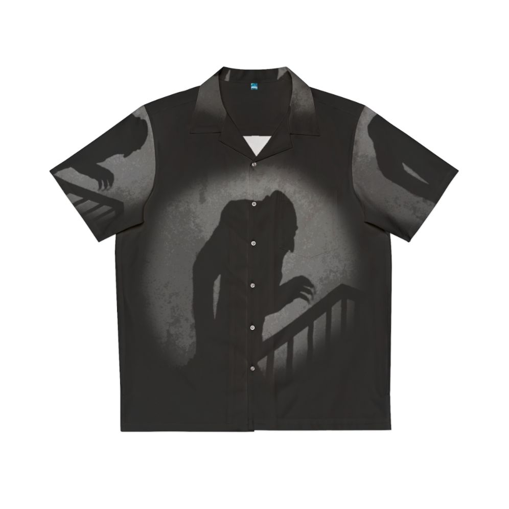 Nosferatu Silhouette Hawaiian Shirt featuring a haunting vampire shadow design