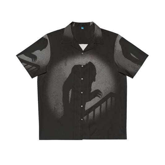 Nosferatu Silhouette Hawaiian Shirt featuring a haunting vampire shadow design