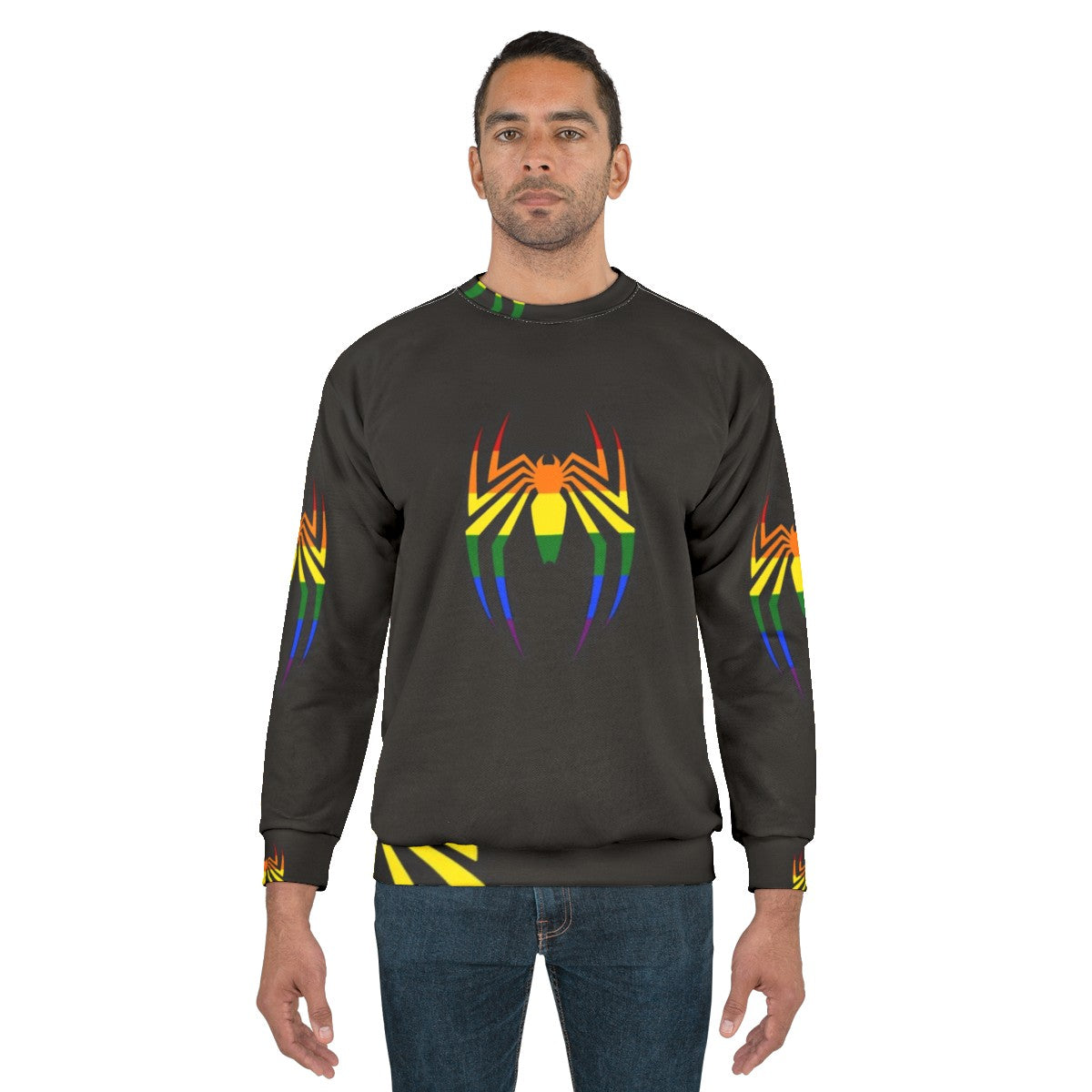 Spider Symbol Rainbow Sweatshirt for Gamers and Comic Fans - men