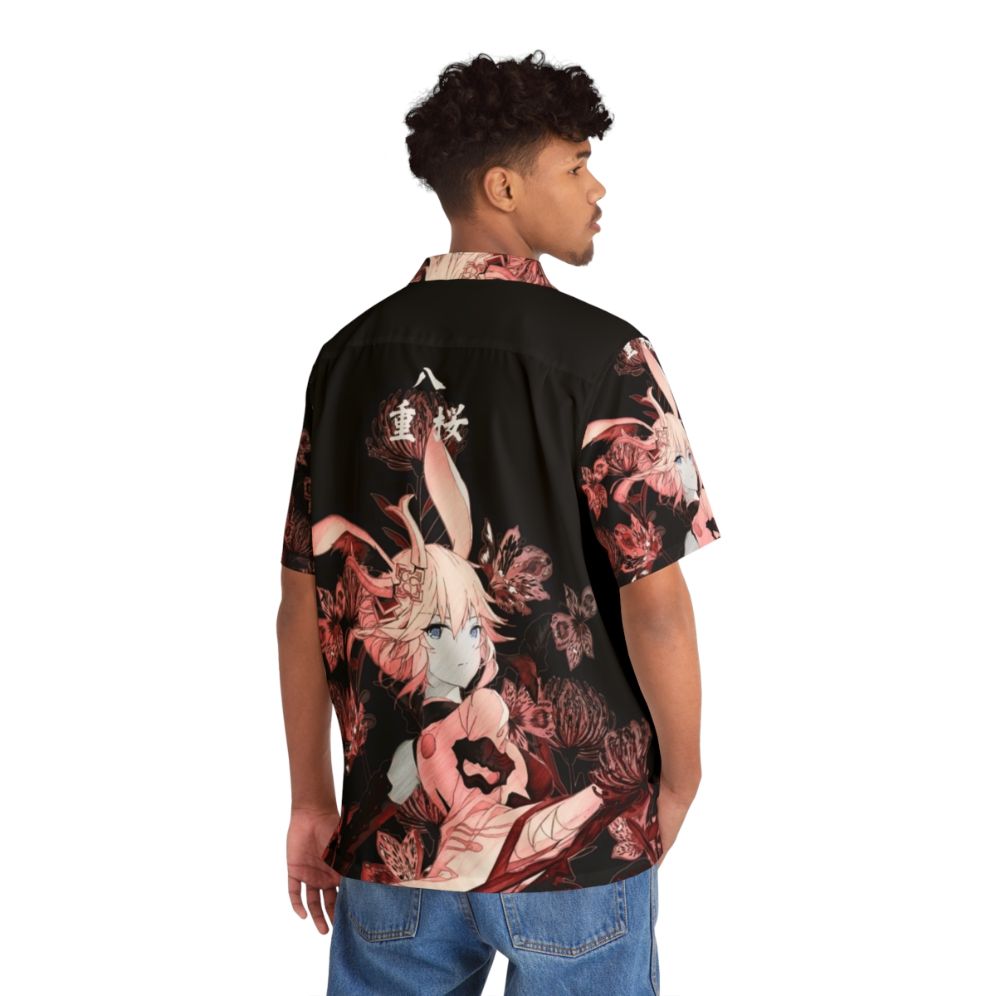 Fiery Higanbana and Fox Samurai Anime Hawaiian Shirt - People Back