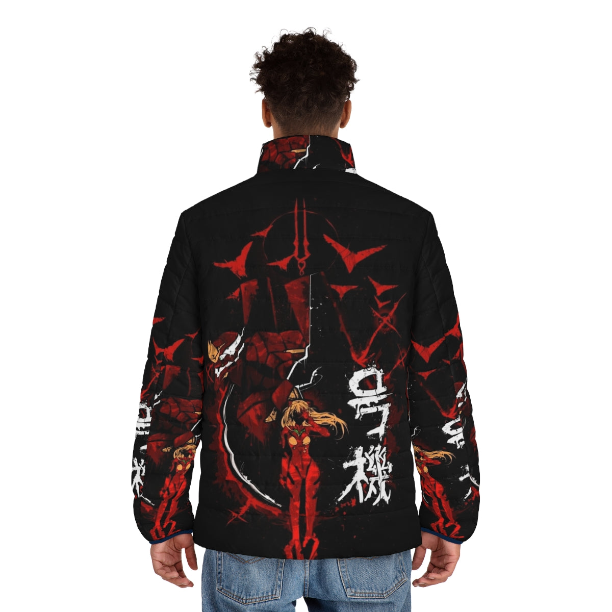 Evangelion Puffer Jacket with Mecha and Character Designs - men back