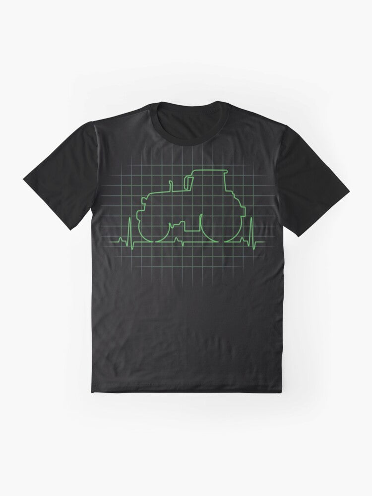 Tractor Heartbeat Graphic T-Shirt for Farmers - Flat lay