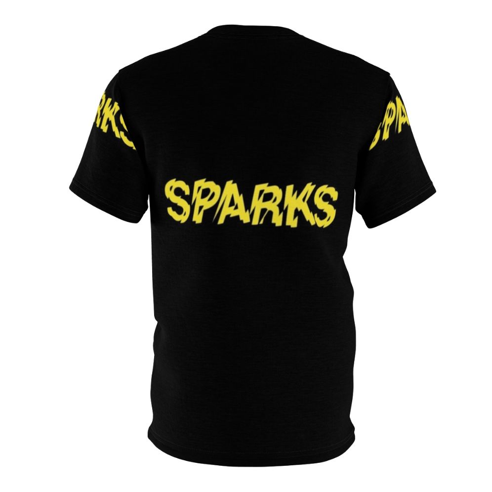 Sparks-inspired all-over print t-shirt featuring a vibrant new wave and synth pop graphic design - Back