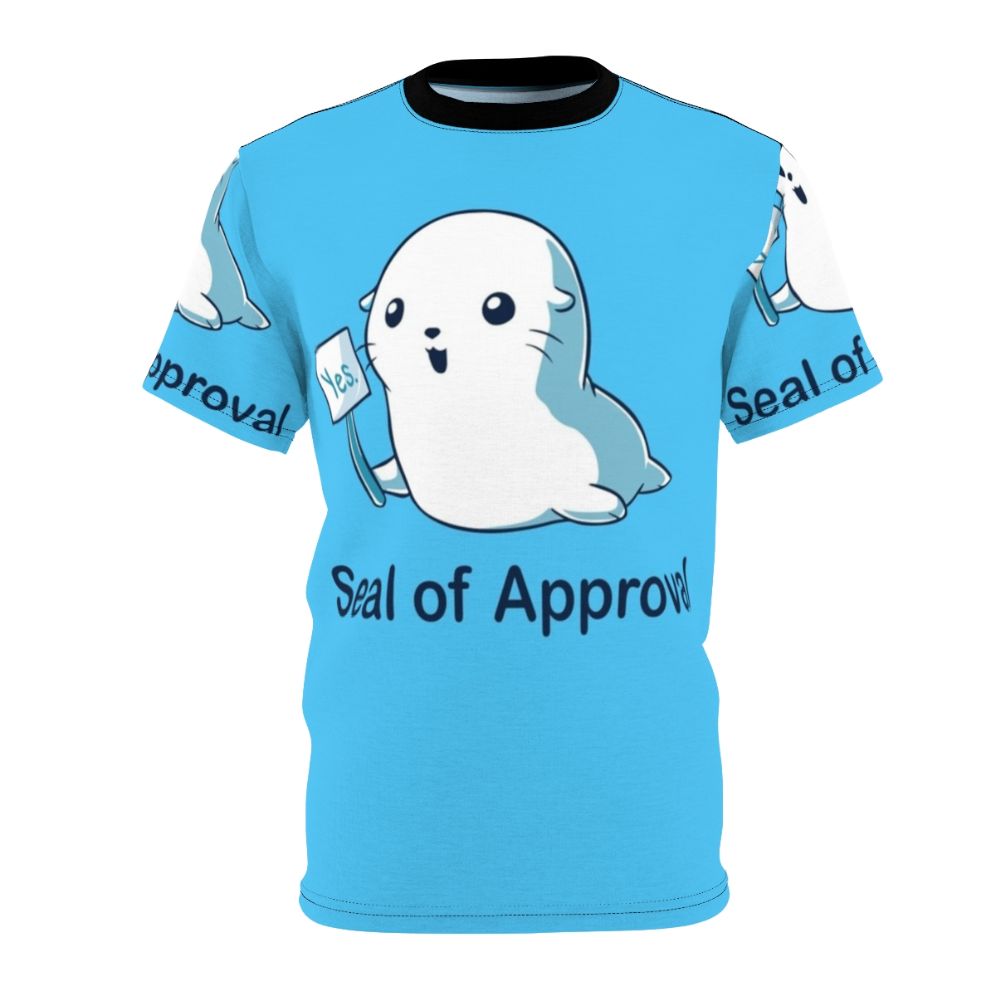 Seal of Approval AOP T-shirt featuring a retro pop art inspired sci-fi comic design