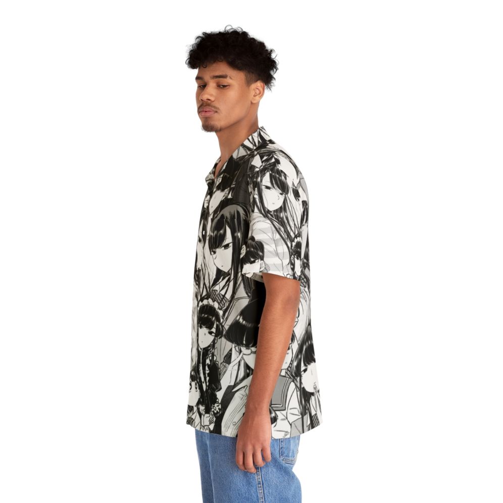 Komi The Silent Goddess Hawaiian Shirt, anime inspired black and white design - People Left