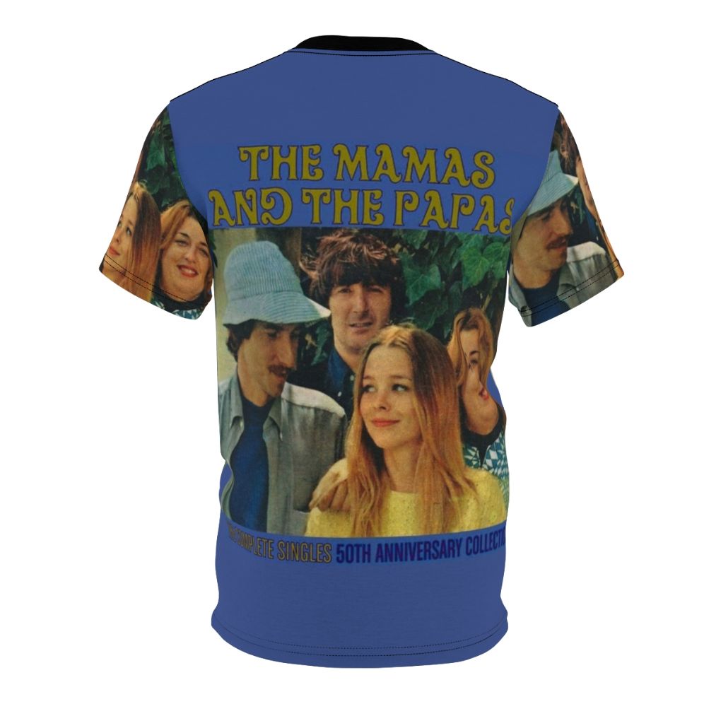 Vintage-inspired 1960s music t-shirt with a psychedelic design featuring The Mamas and The Papas band logo - Back