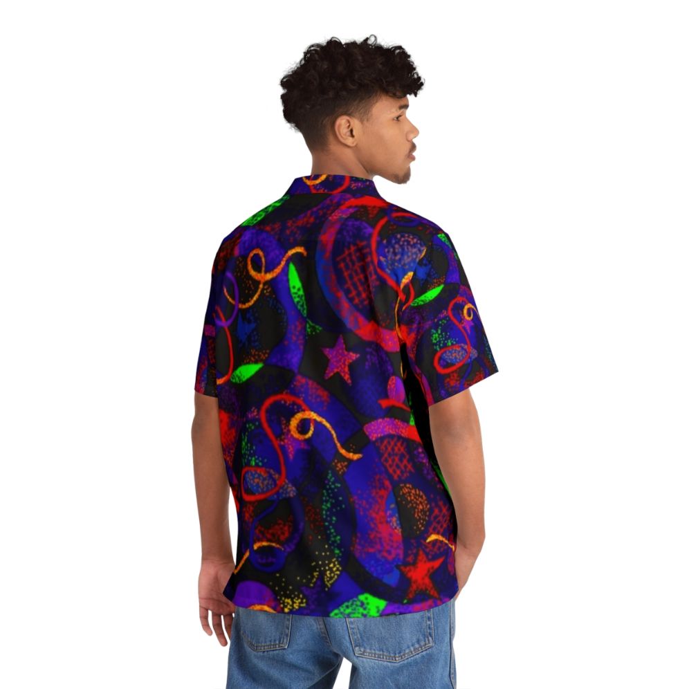 Retro Hawaiian shirt with roller skating and neon patterns - People Back