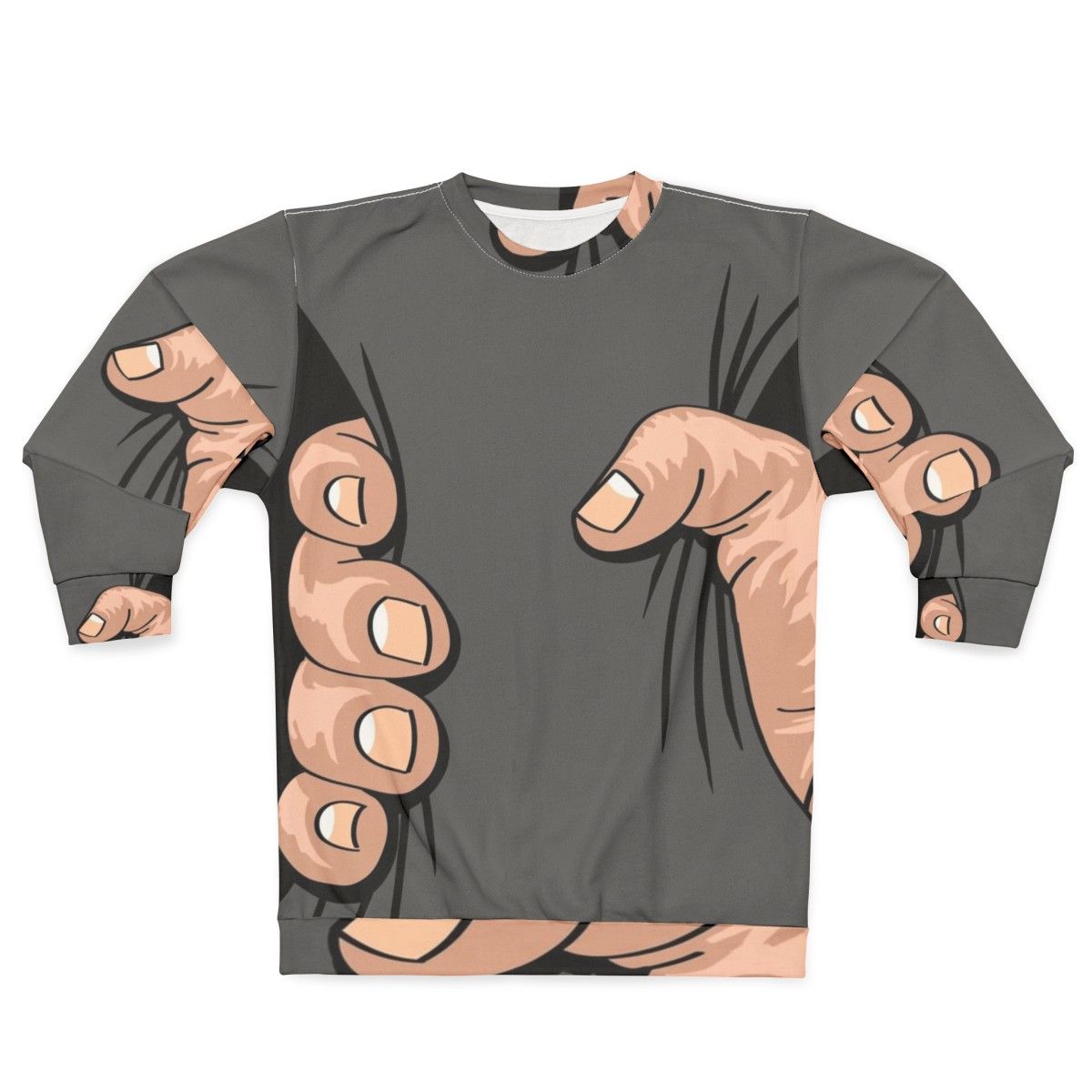 Big Hand Squeezing Sweatshirt - Funny Oversized Hand Graphic Tee