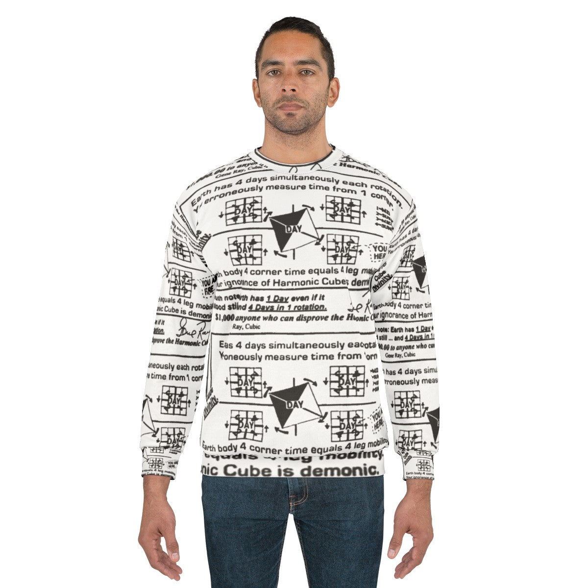 Time Cube Sweatshirt featuring a quirky, geeky design - men