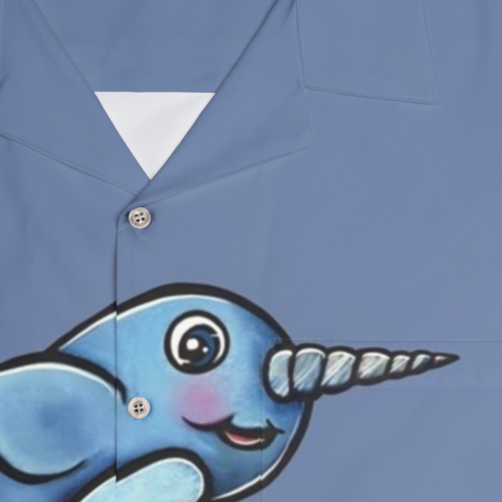 Narwhal Hawaiian shirt with a whimsical and cute design - Detail