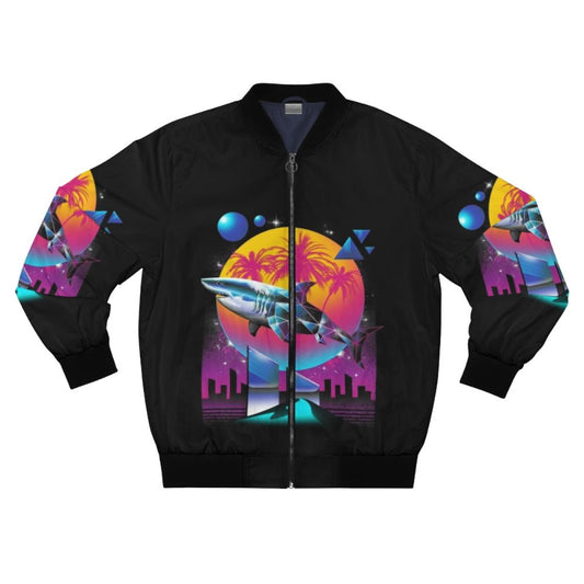 Rad Shark Bomber Jacket with Cyberpunk and Neon Design