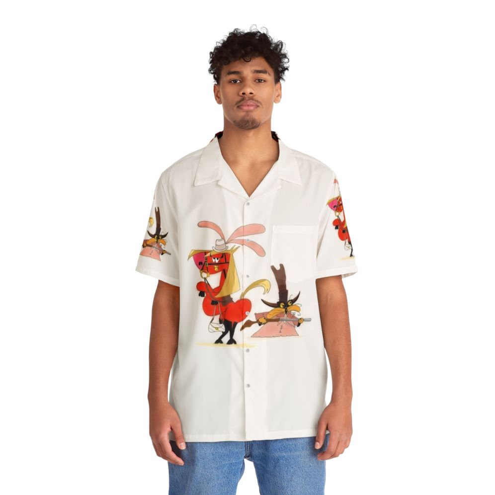 Illustration of horses and marmots in a wild west setting on a Hawaiian shirt - People Front