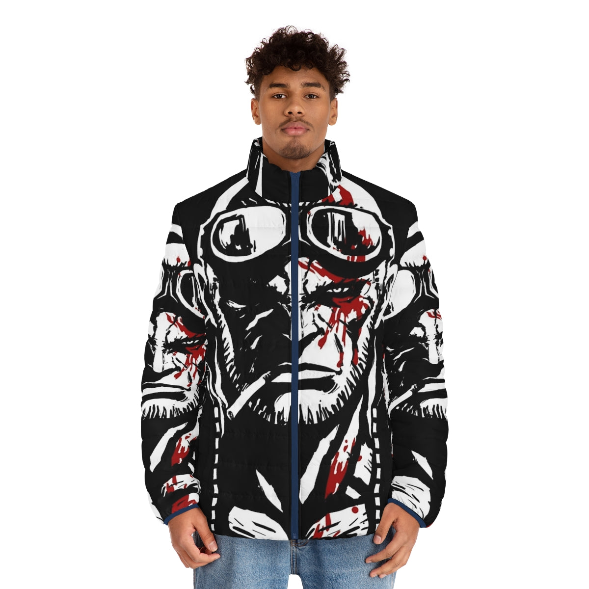 Madworld Jack Puffer Jacket featuring a striking Sin City-inspired graphic design - men front