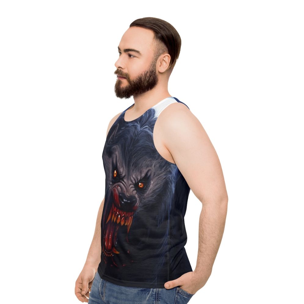 Unisex Werewolf Horror Classic Movie Tank Top - men side