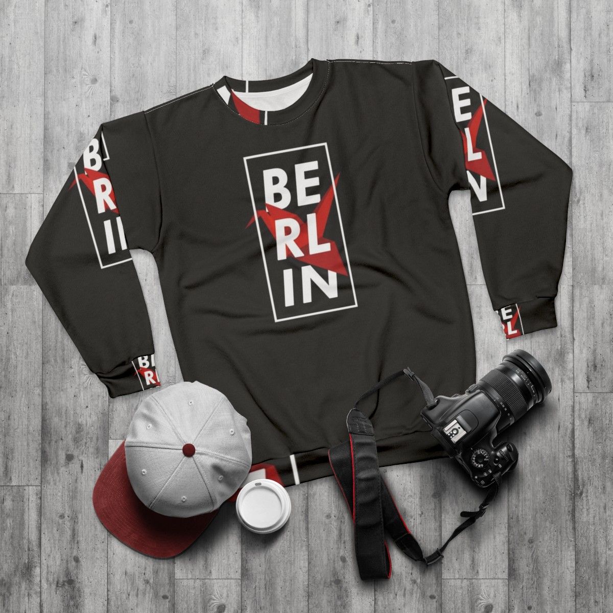 Berlin Sweatshirt from La Casa De Papel Netflix Series - flat lay