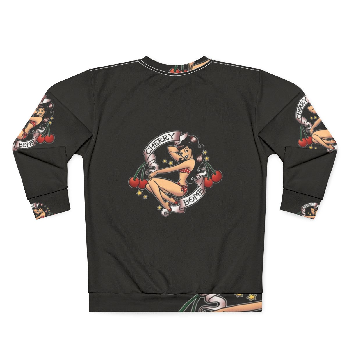 Rockabilly Cherry Bomb Retro Pinup Sweatshirt - Back