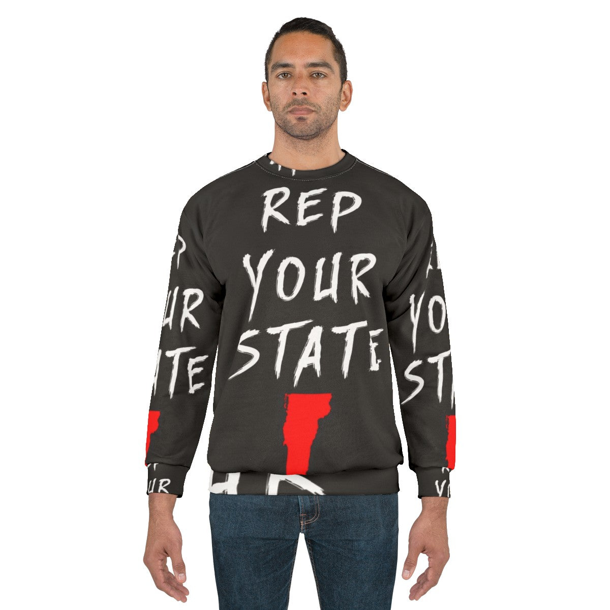 Vermont state pride sweatshirt with map graphic - men