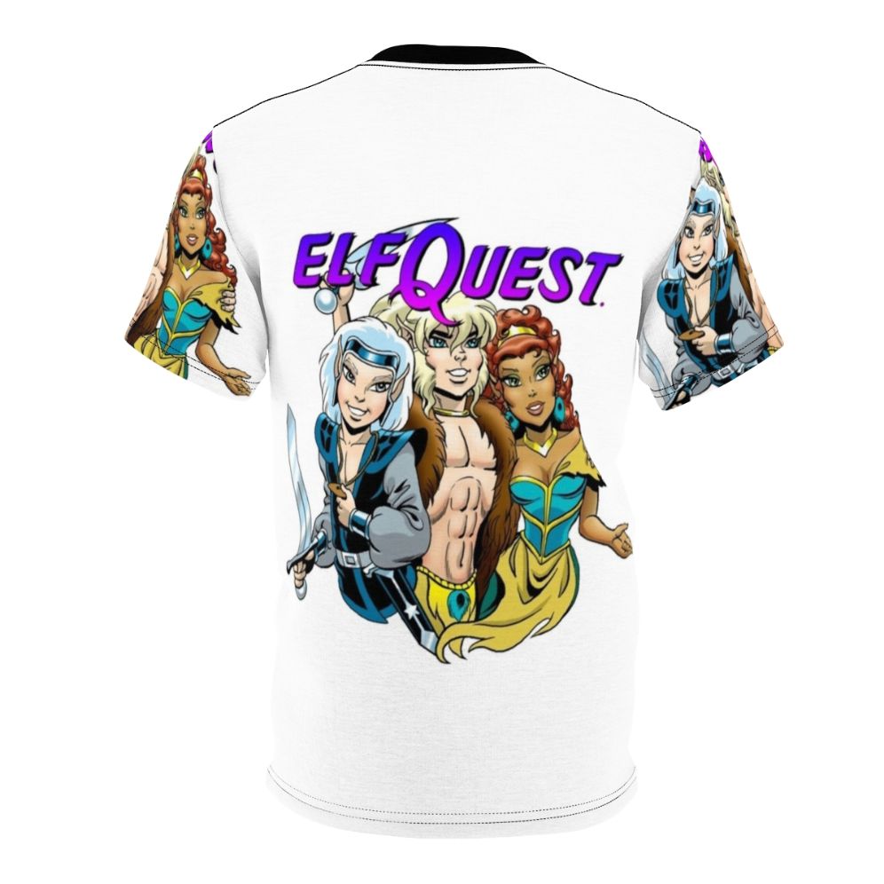 Elfquest-inspired fantasy art t-shirt featuring a trio of elves with wolves - Back