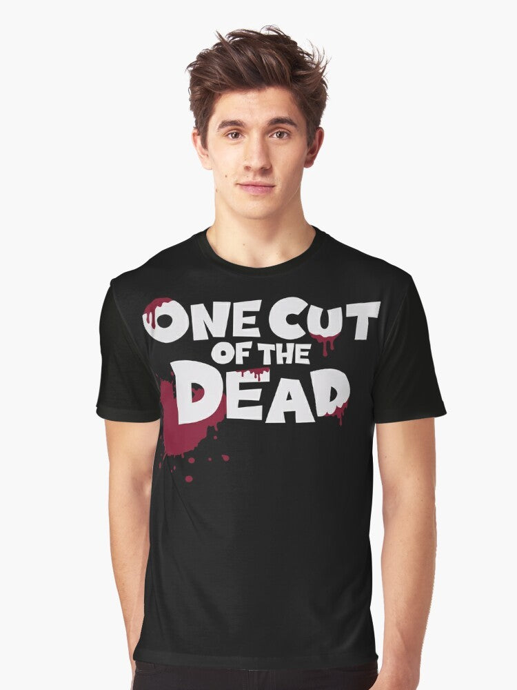 One Cut of the Dead zombie movie graphic t-shirt design with blood splatter - Men