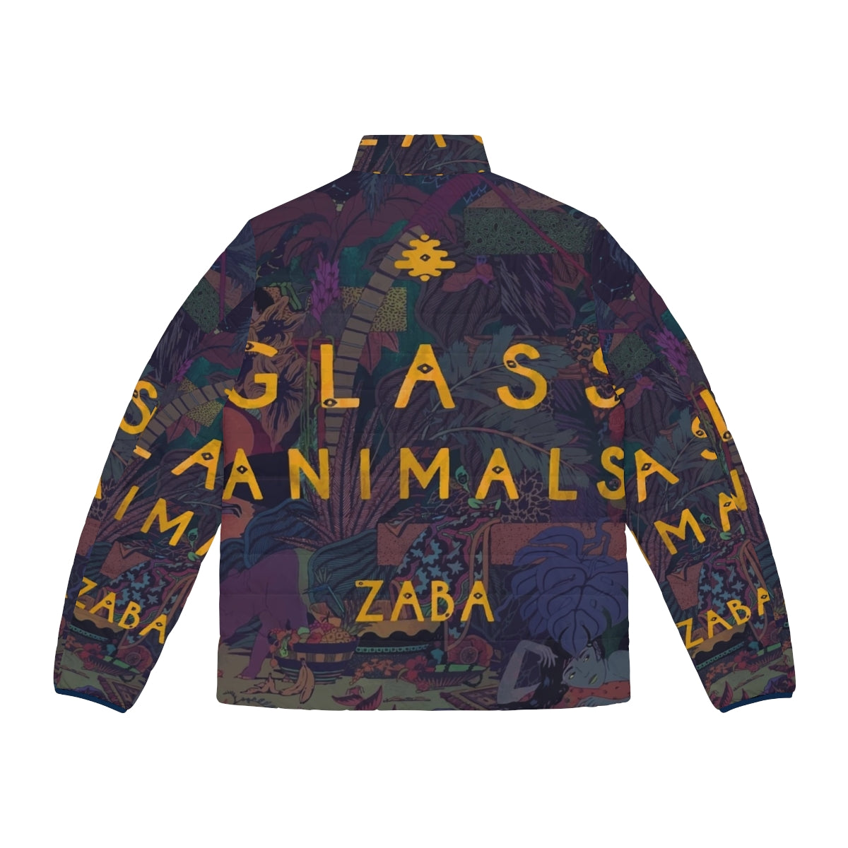 Glass Animals Zaba Inspired Puffer Jacket with Trippy Album Art Design - Back