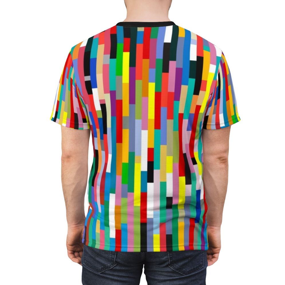 Colorful t-shirt design featuring the iconic composer Johann Sebastian Bach in a modern, graphic style - men back