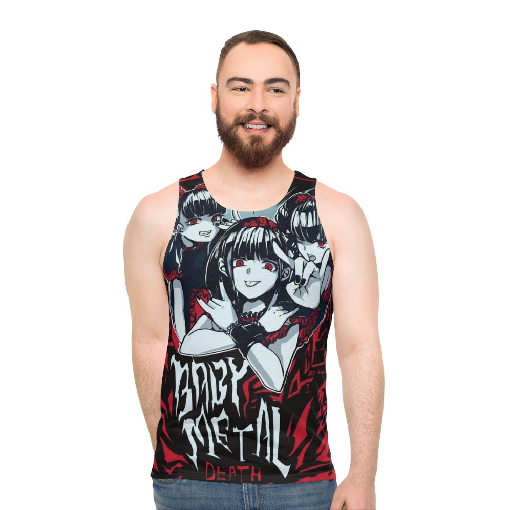 Babymetal inspired unisex tank top featuring kawaii anime and heavy metal graphic - men